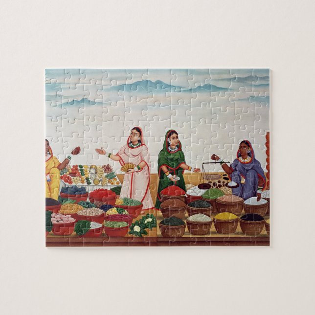 Grönsaken och kryddan marknadsför på Benares, Pussel (Horisontell)