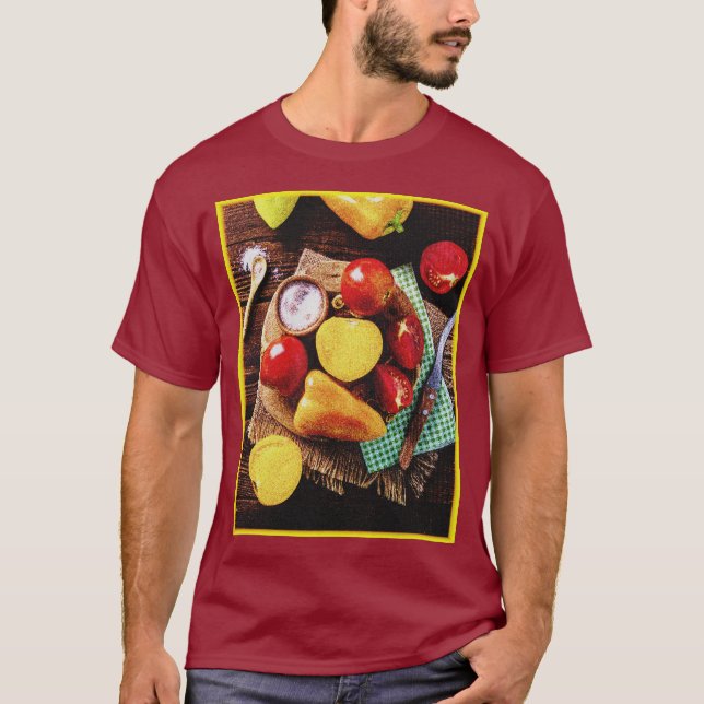"Grönsaker Hemlagad Sallad" Söt Bild. Köp Nu T Shirt (Framsida)