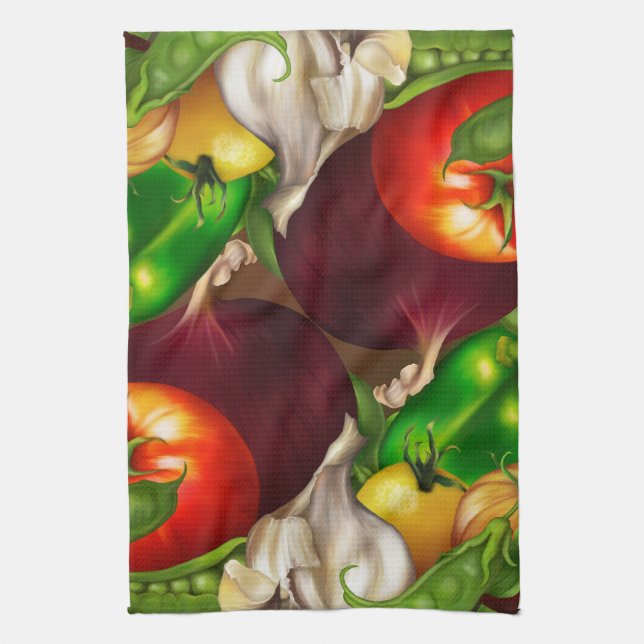 Grönsaker och Örter Ekologiskt färskt livsmedel Kökshandduk (Vertikal)