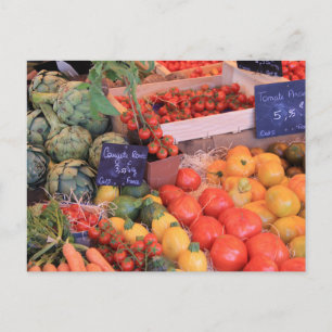 Grönsaker på en marknad i Provence Vykort