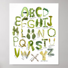 Grönsakernas Alfabet - Ät dina grönsaker Barn Grön Poster