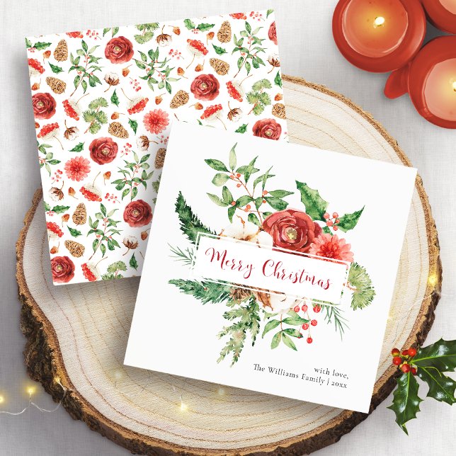 Grönsaklighet Elegant God Jul-kort Julkort (Greenery Elegant Merry Christmas Card
)