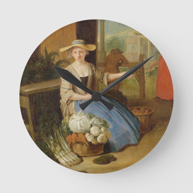 Grönsaksäljare, Covent trädgård, c.1726 (olja på Rund Klocka (Framsida)