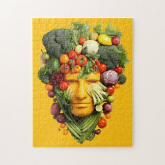 Grönsaksansiktskonst | Kreativ vegansk matporträtt Pussel