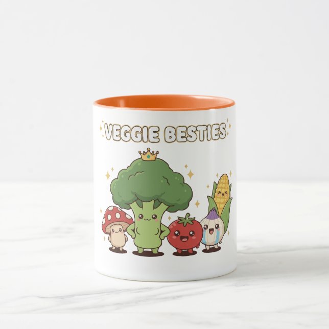 Grönsaksbästisar | Söta Kawaii Tecknade Grönsaker Mugg (Center)