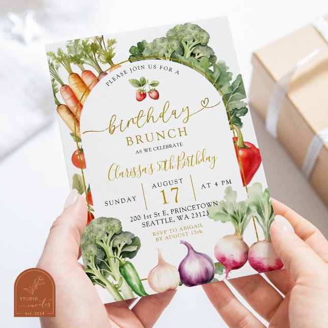 Grönsaksbondens marknads födelsedagsbrunch inbjudningar (Skapare uppladdad)