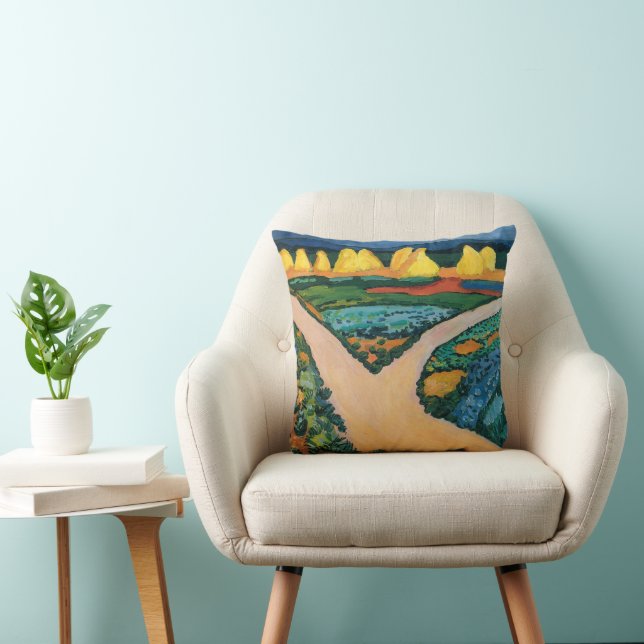 Grönsaksgårdar av August Macke, Vintage Fine Art Kudde (Stol)