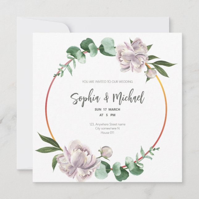 Grönsakskrans elegant bröllopskort inbjudningar (Framsida)