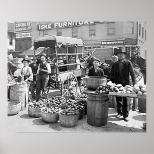 Grönsaksmarknad, 1908. Gammalt foto Poster