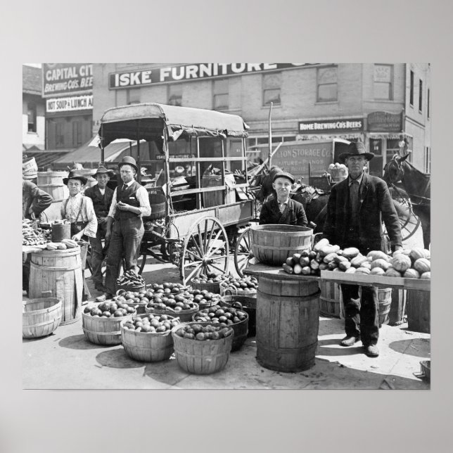 Grönsaksmarknad, 1908. Gammalt foto Poster (Framsidan)