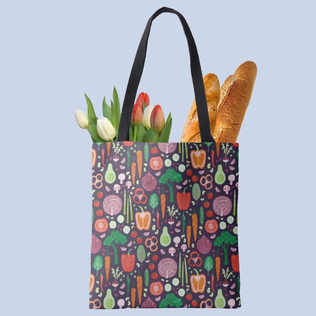 Grönsaksmatkonst Tygkasse (Fun vegetable pattern tote bag)