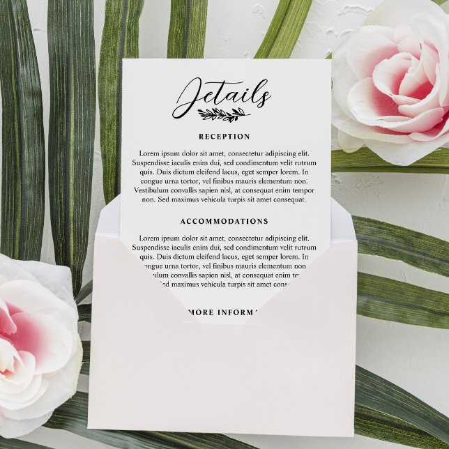 Grönsakssprig Eleganta Bröllopsdetaljer Tilläggskort (Skapare uppladdad)