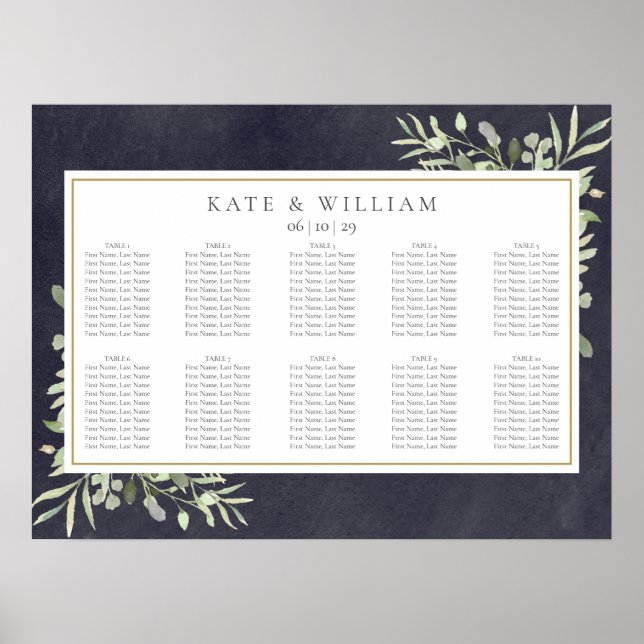 Grönsakstavla Bröllopsplatskarta Poster (Framsidan)