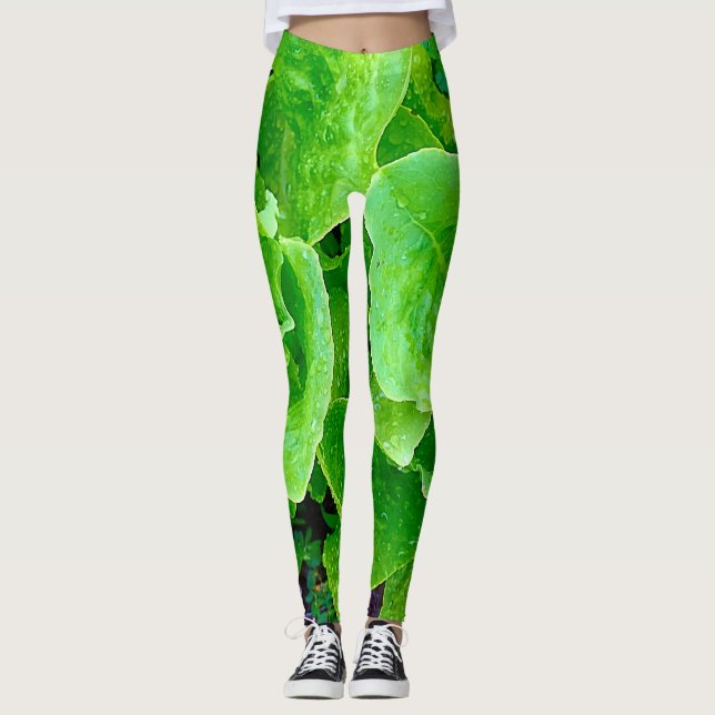 Grönsallatdamasker Leggings (Framsida)