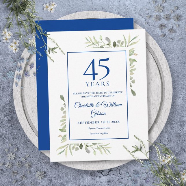 Grönska 45-årsjubileum 65-årsjubileum Spara datume Meddelande Vykort (Greenery 45th 65th Anniversary Save the Date Announcement Postcard)
