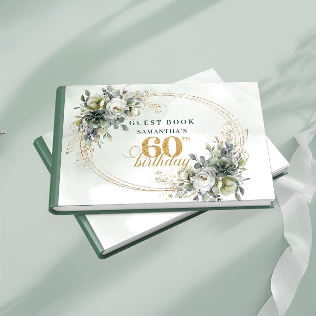 Grönska 60-års födelsedagsfirande Boho Eukalyptus  Gästböcker (Greenery 60th Birthday Boho Eucalyptus Guest Book

)