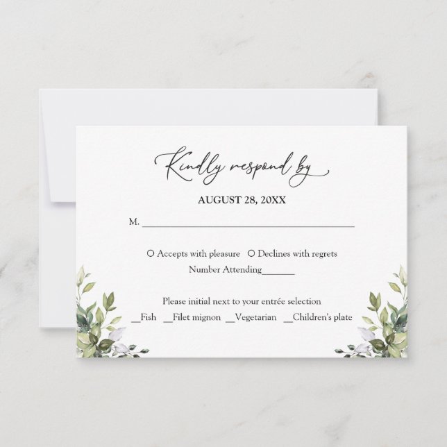 Grönska Akvarell Eukalyptus RSVP Svar (Framsida)