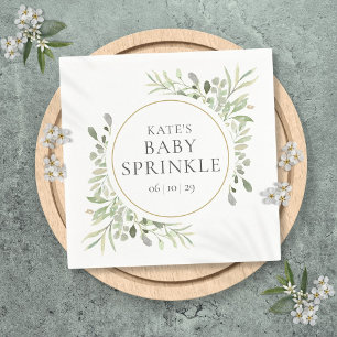 Grönska Akvarellblad Baby Shower Pappersservett