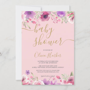 Grönska Äng Blommor Baby Flicka Shower/Sprinkle Inbjudningar