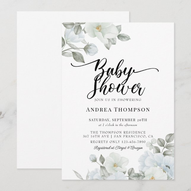 Grönska Baby Shower-inbjudningar Inbjudningar (Fram/baksida)