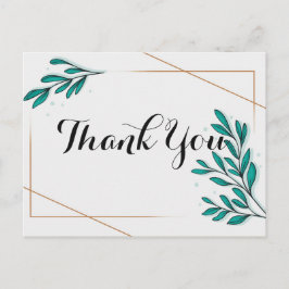 Grönska Blommig Guld Folieblad Tack Vykort