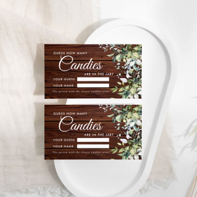 Grönska Blommig Hur Många Godisar Brudskurs Brädsp Placeringskort (Skapare uppladdad)