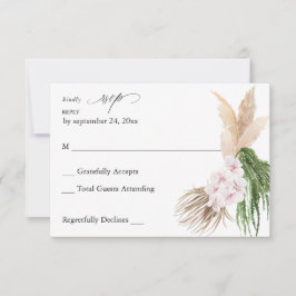 Grönska Boho Tropiskt Blommigt ingen måltid RSVP OSA Kort