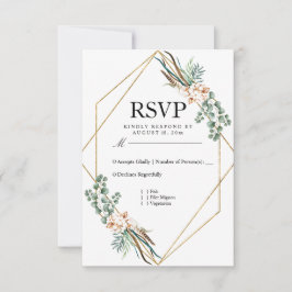 Grönska Bomull Boho Glitter Bröllop RSVP OSA Kort