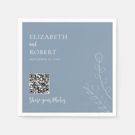 Grönska Bröllop QR Dela Dina Bilder Dammig Blå Pappersservett