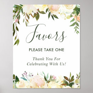 Grönska Elfenbensvit Blommig Bröllopspresent För T Poster
