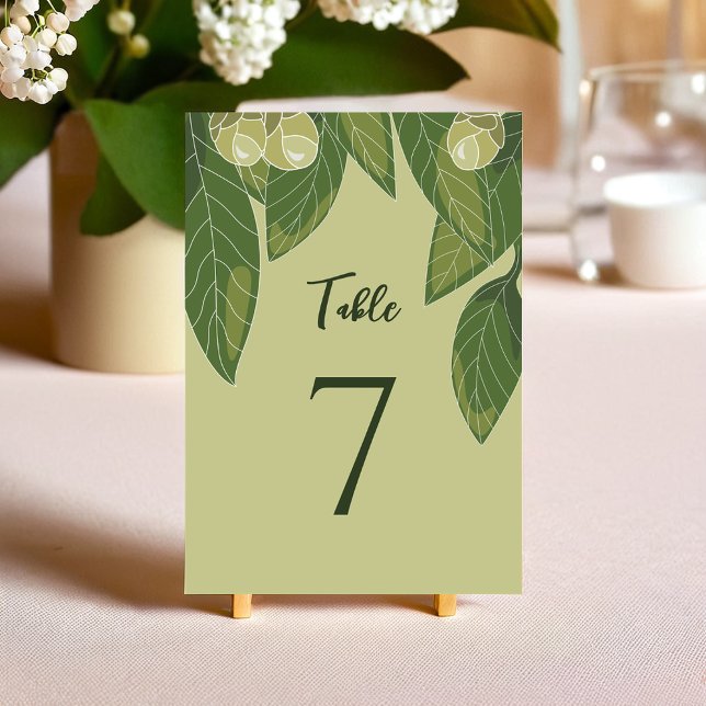 Grönska Enkel Elegant Bordskort (Lush Flower and Greenery Elegant Table Card)