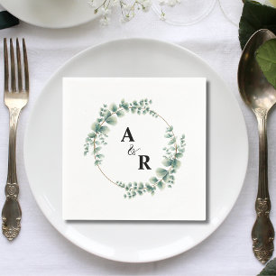 Grönska Et-tecken Monogram Anpassat Bröllopspapper Pappersservett