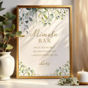 Grönska Eucalyptus Akvarell Mimosa Barskylt Poster