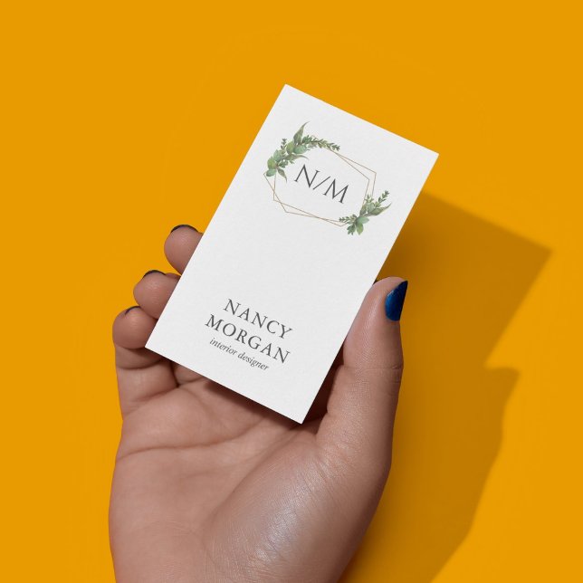 Grönska Eucalyptus Monogram QR-kod  Visitkort (Skapare uppladdad)