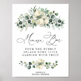 Grönska Eukalyptus Bröllopsdusch Mimosa Bar Poster