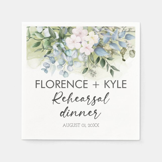 Grönska Eukalyptus Elegant Dammig Övningsmiddag Pappersservett (Framsidan)