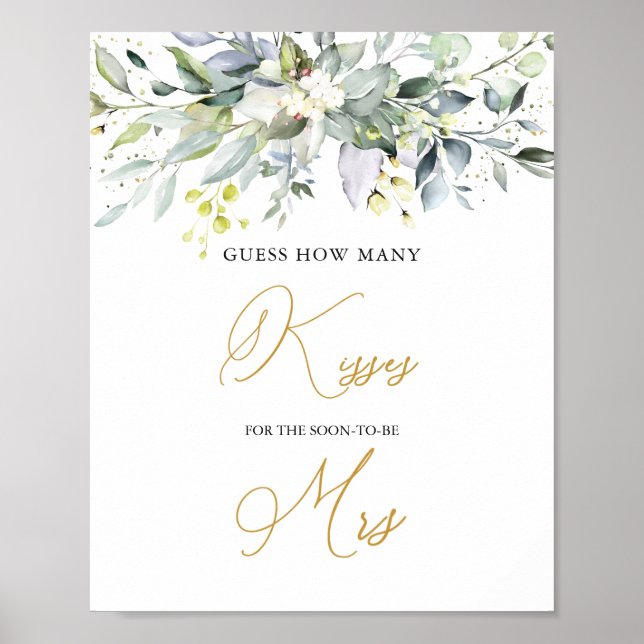 Grönska Eukalyptus Gissa Hur Många Kyssar Spel  Po Poster (Framsidan)