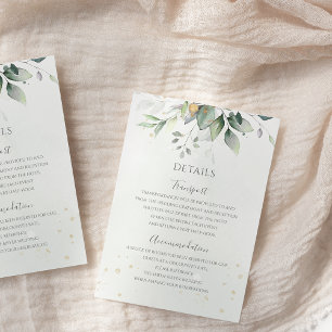 Grönska Eukalyptus Guldblad Elegant Bröllop Tilläggskort