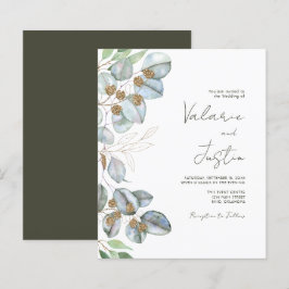 Grönska Eukalyptus Salvia Bröllopsinbjudan