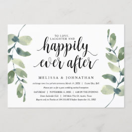 Grönska Eukalyptus, Svart bläck, Bröllop Elopement Inbjudningar