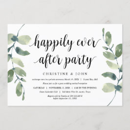 Grönska Eukalyptus, Svart, Bröllop Elopement Inbjudningar