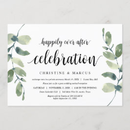 Grönska Eukalyptus, Svart, Bröllop Elopement Inbjudningar