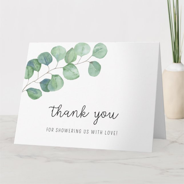 Grönska Eukalyptus - tack för baby shower  Kort (Framsida)