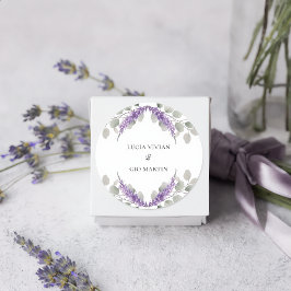 Grönska Eukalyptus Violett Lavendel Bröllop Runt Klistermärke