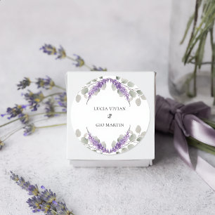 Grönska Eukalyptus Violett Lavendel Bröllop Runt Klistermärke