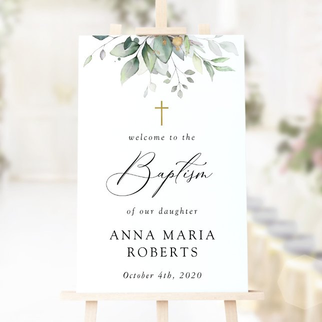 Grönska, Eukalyptusblad, Boho, Dop Välkommen Poster (Skapare uppladdad)
