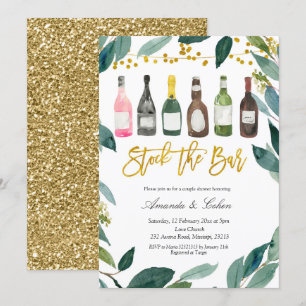 Grönska Fyll Baren Par Baby Shower Inbjudan