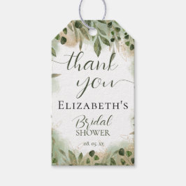 Grönska Grönt Guld Script Kalligrafi Tack Presentetikett