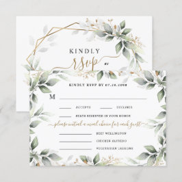 Grönska & Guld 3 Tre måltidsval Rustik Bröllopsdes OSA Kort