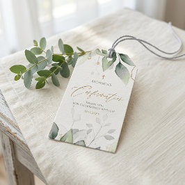 Grönska Guld Akvarell Konfirmation Presentetikett